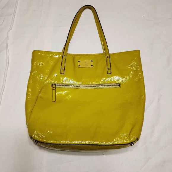 Kate Spade Patent Leather Large Shopper Tote Bag Yellow - Picture 7 of 12